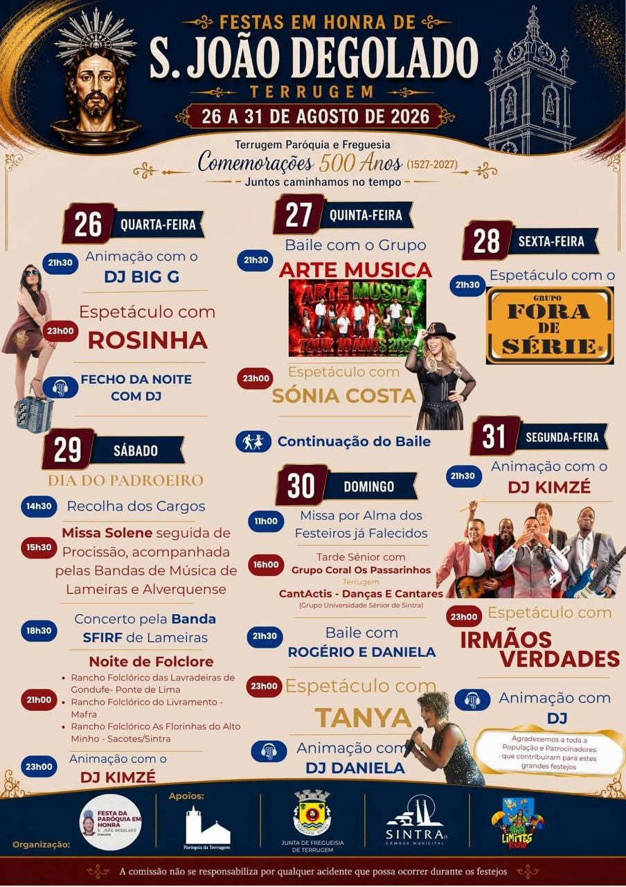 Cartaz Festa em honra de S. João Degolado 2026 - Terrugem