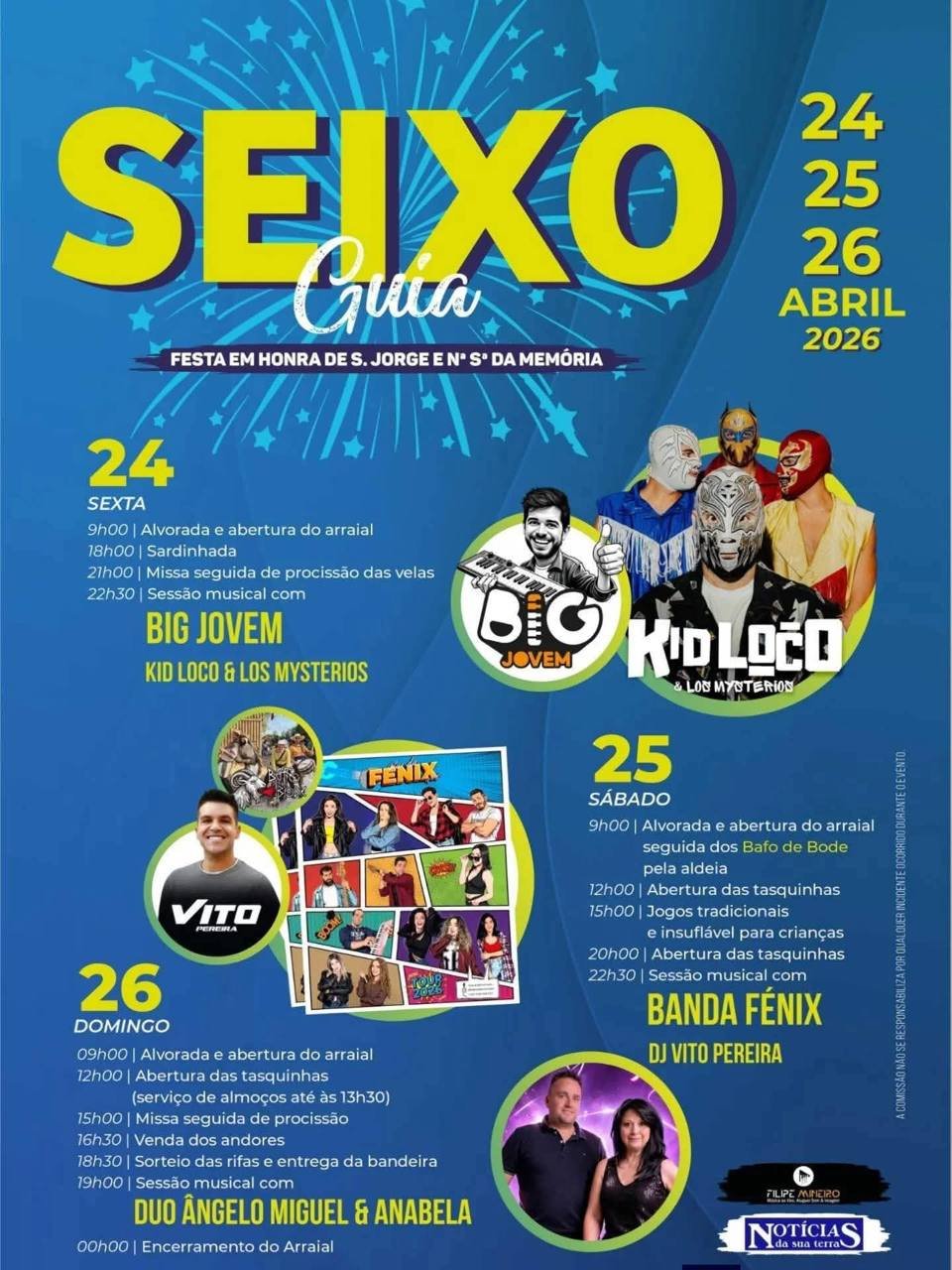 Cartaz Festa em honra de S. Jorge e Nª Sª da Memória 2026 - Seixo