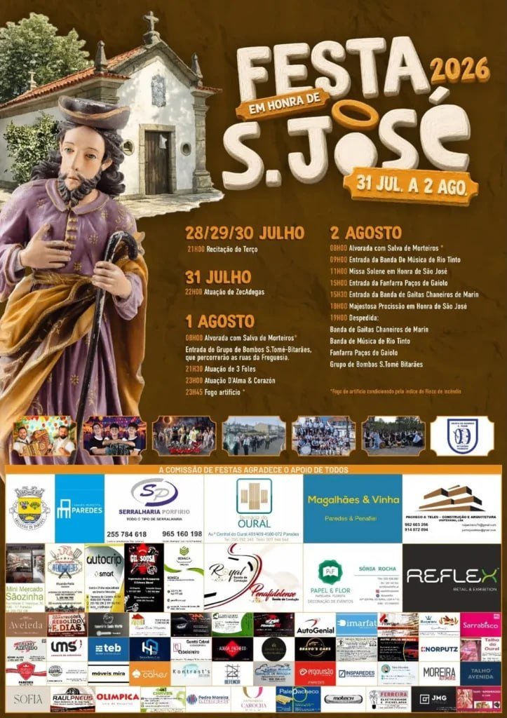 Cartaz Festa em honra de S. José 2026 - Paredes