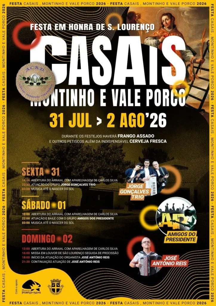 Cartaz Festa em honra de S. Lourenço 2026 - Casais, Montinho e Vale Porco