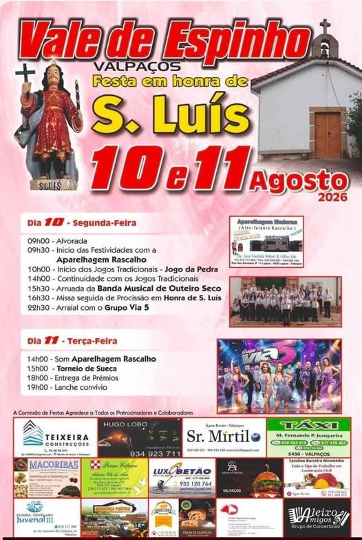 Cartaz Festa em honra de S. Luís 2026 - Vale de Espinho