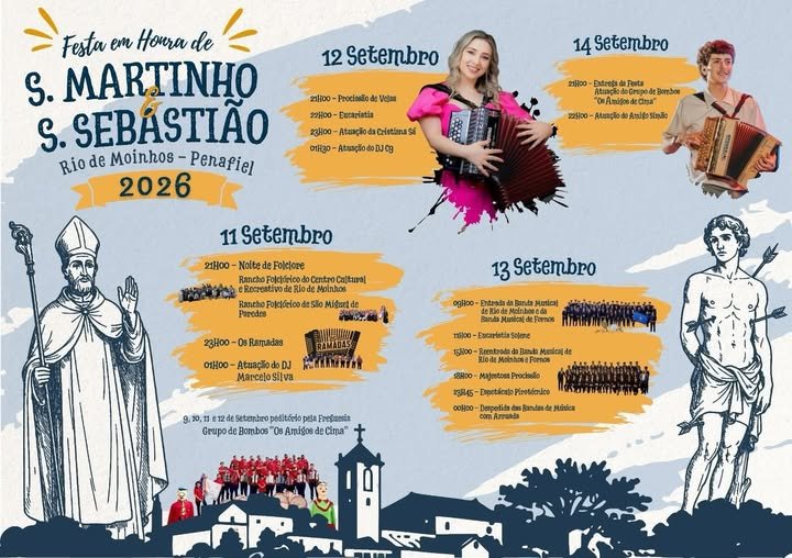 Cartaz Festa em honra de S. Martinho e S. Sebastião 2026 - Rio de Moinhos