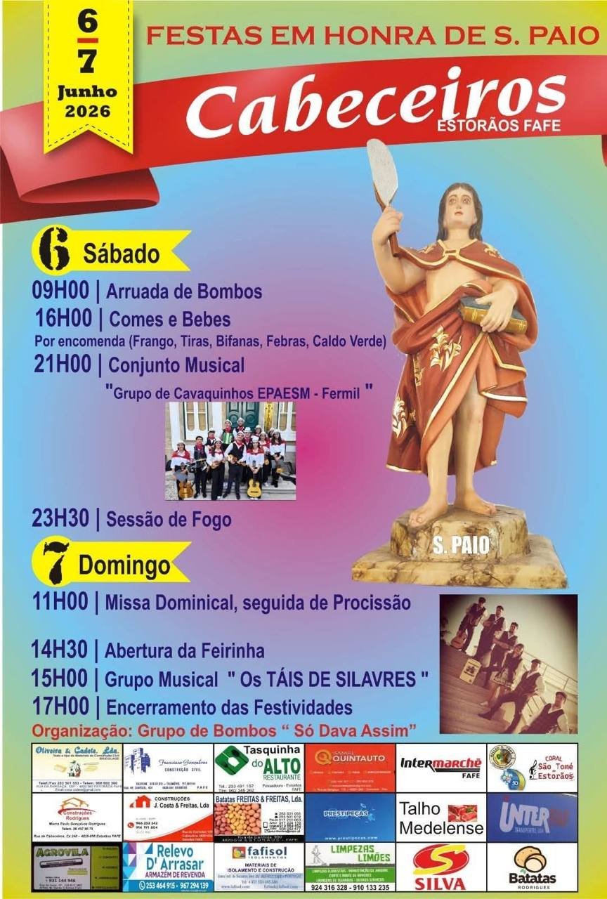 Cartaz Festa em honra de S. Paio 2026 - Cabeceiros