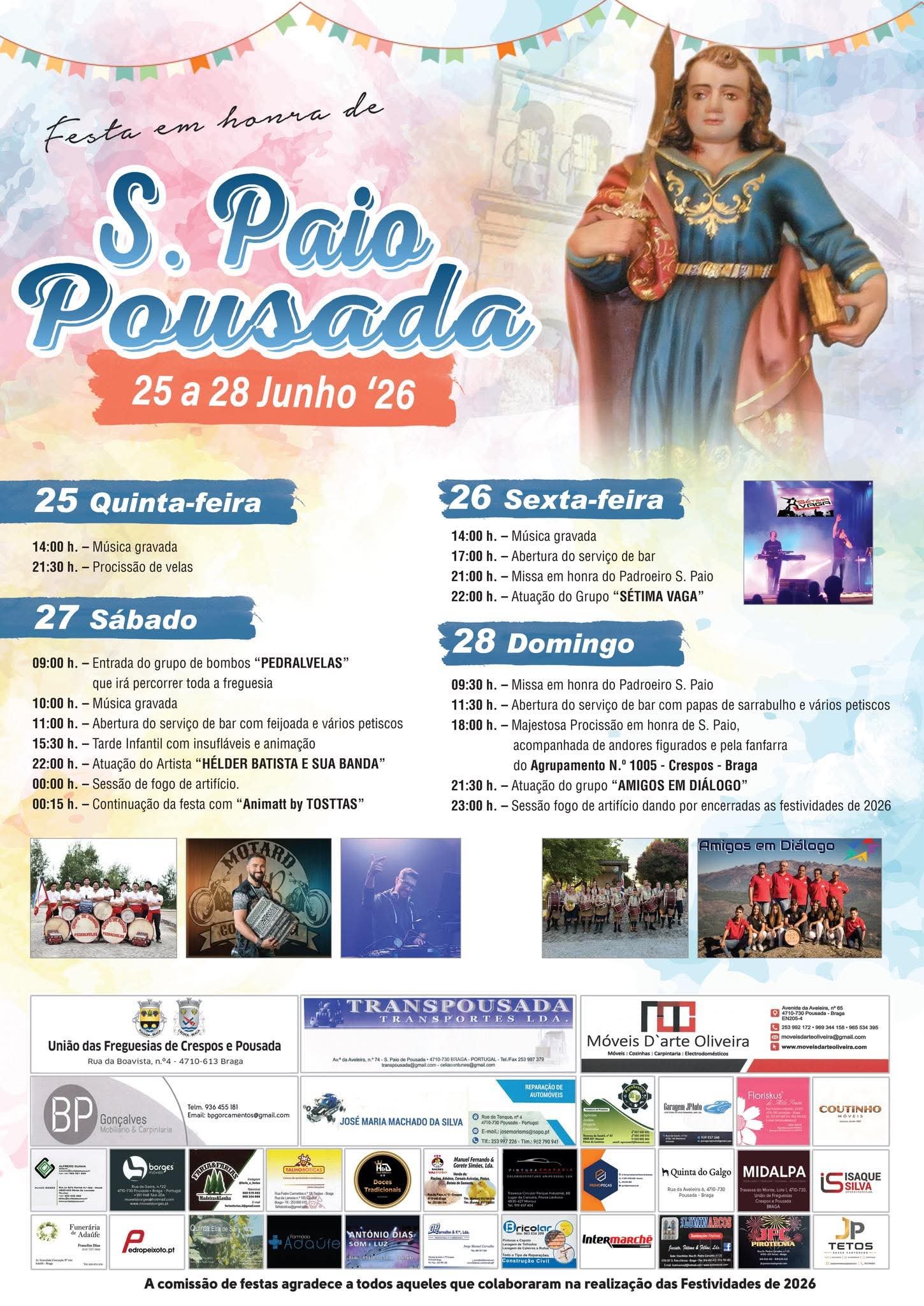 Cartaz Festa em Honra de S. Paio de Pousada 2026 - Pousada