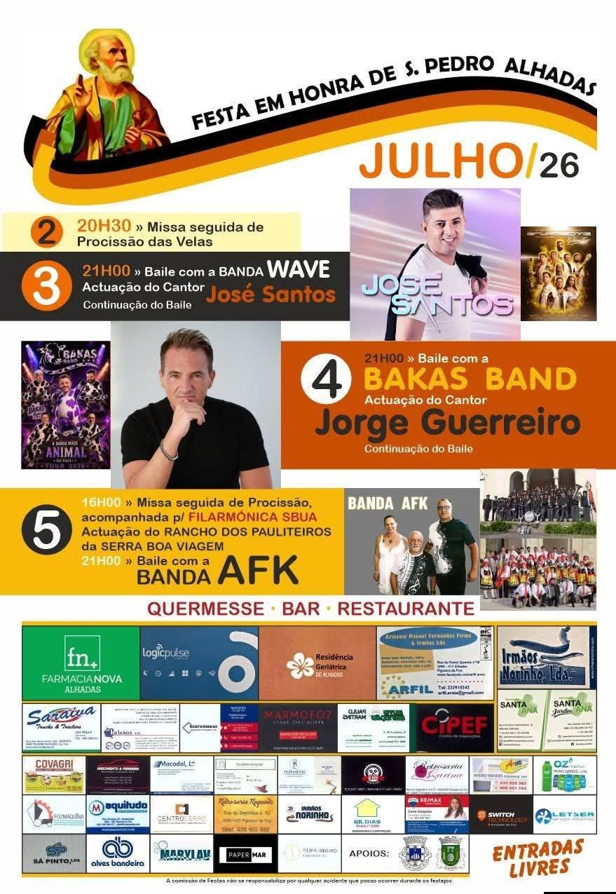 Cartaz Festa em honra de S. Pedro 2026 - Alhadas