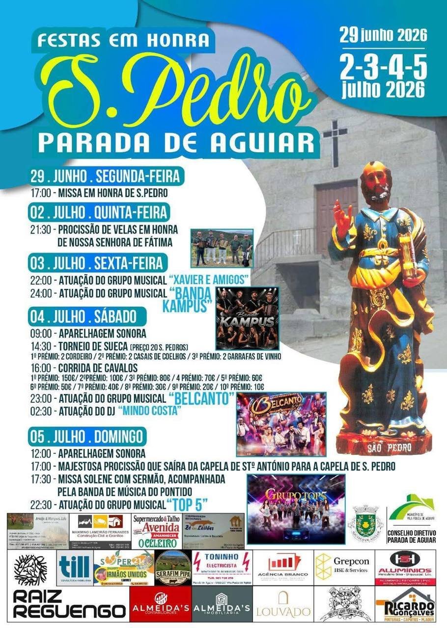 Cartaz Festa em honra de S. Pedro 2026 - Parada de Aguiar
