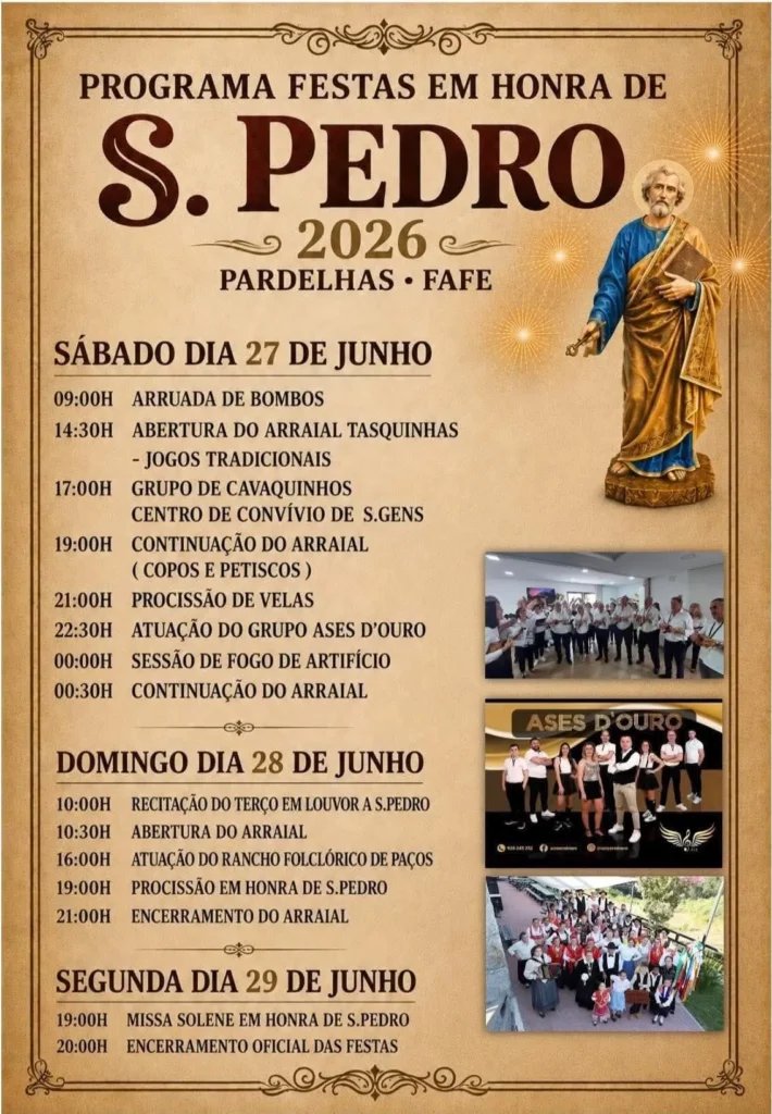 Cartaz Festa em honra de S. Pedro 2026 - Pardelhas