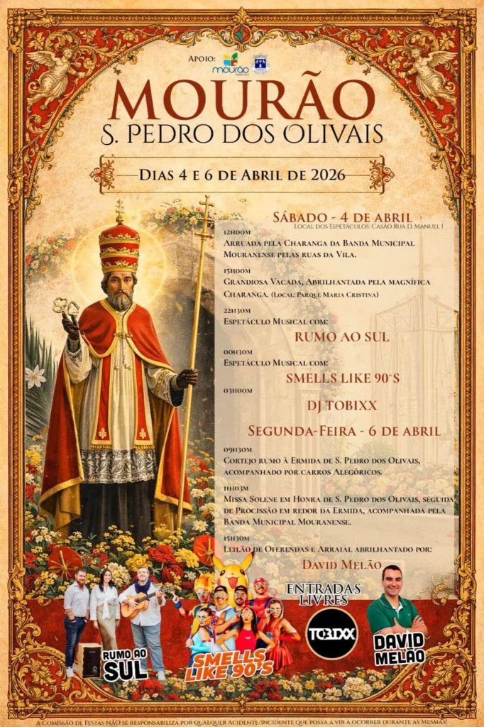 Cartaz Festa em honra de S. Pedro dos Olivais 2026 - Mourão