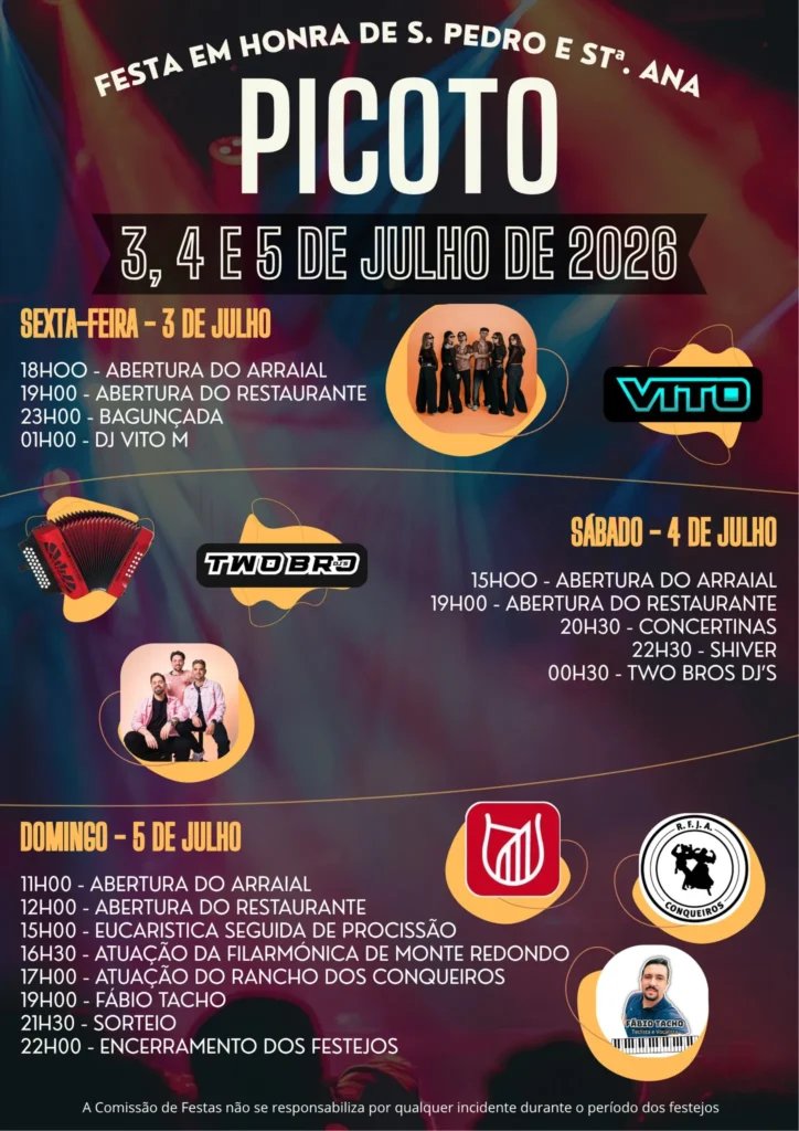 Cartaz Festa em honra de S. Pedro e Stª. Ana 2026 - Picoto