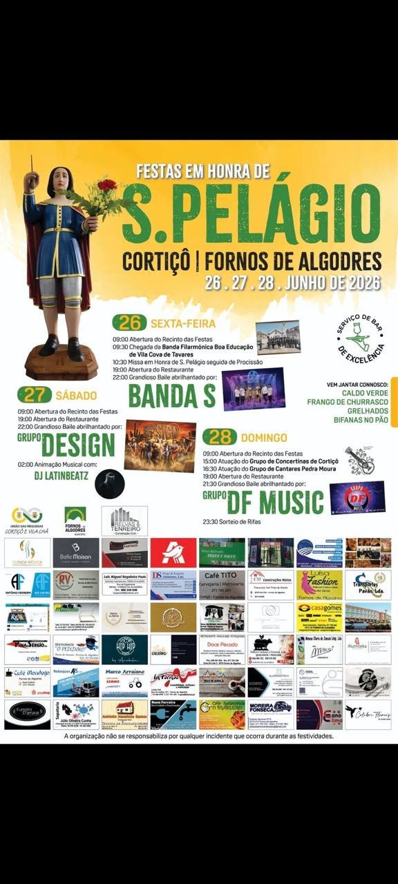 Cartaz Festa em honra de S. Pelágio 2026 - Cortiçô