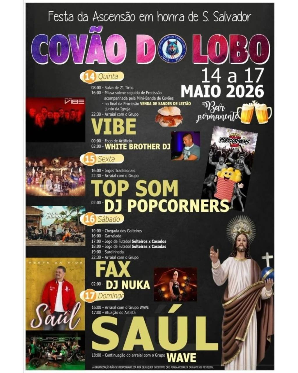 Cartaz Festa em honra de S. Salvador 2026 - Covão do Lobo