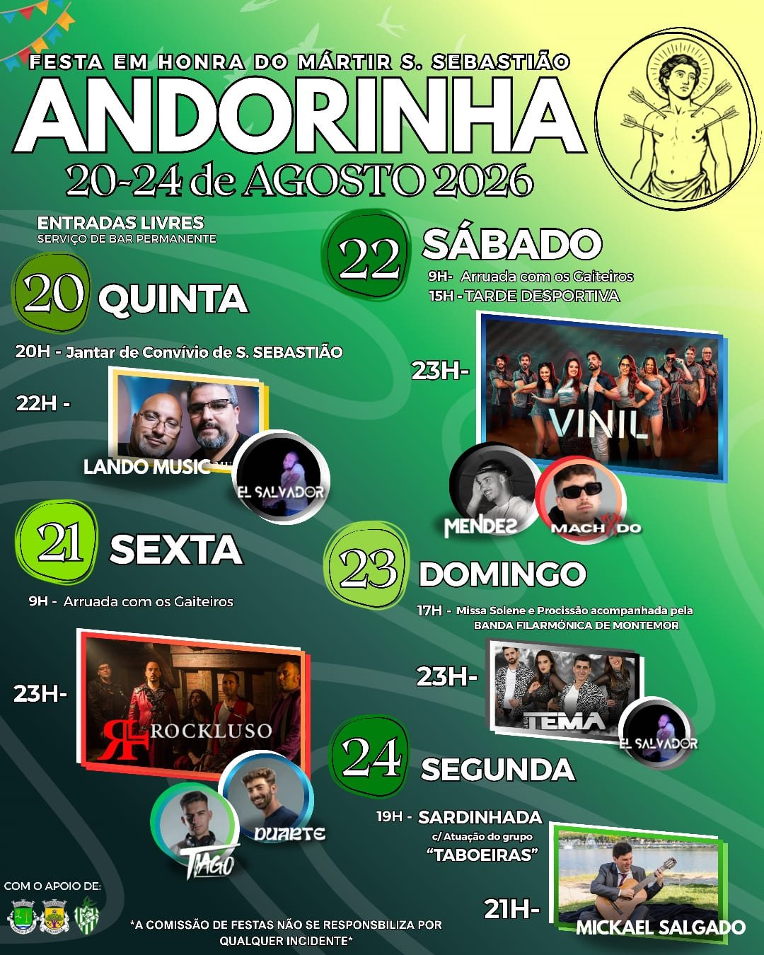 Cartaz Festa em honra de S. Sebastião 2026 - Andorinha