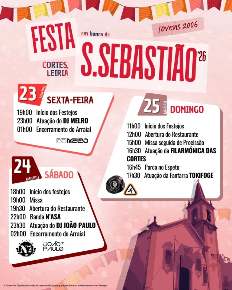 Cartaz Festa em honra de S. Sebastião 2026 - Cortes