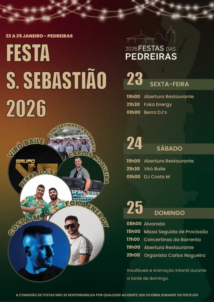 Cartaz Festa em honra de S. Sebastião 2026 - Pedreiras