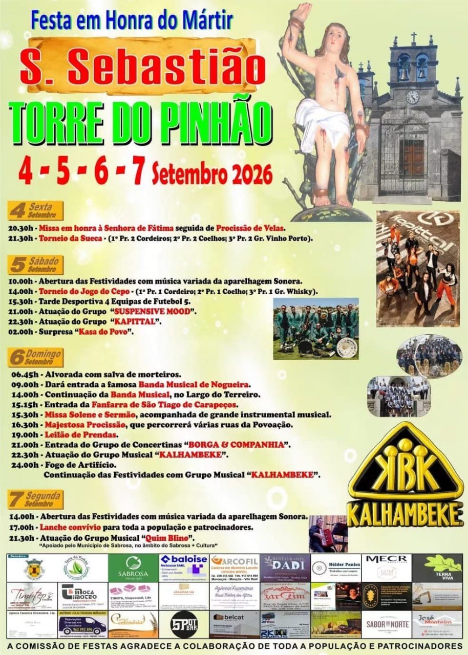 Cartaz Festa em honra de S. Sebastião 2026 - Torre do Pinhão