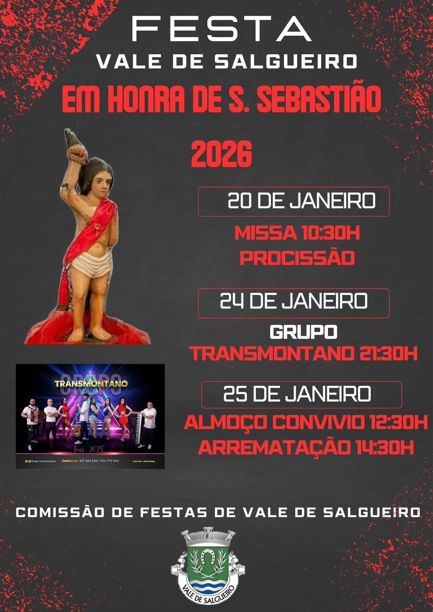 Cartaz Festa em honra de S. Sebastião 2026 - Vale de Salgueiro
