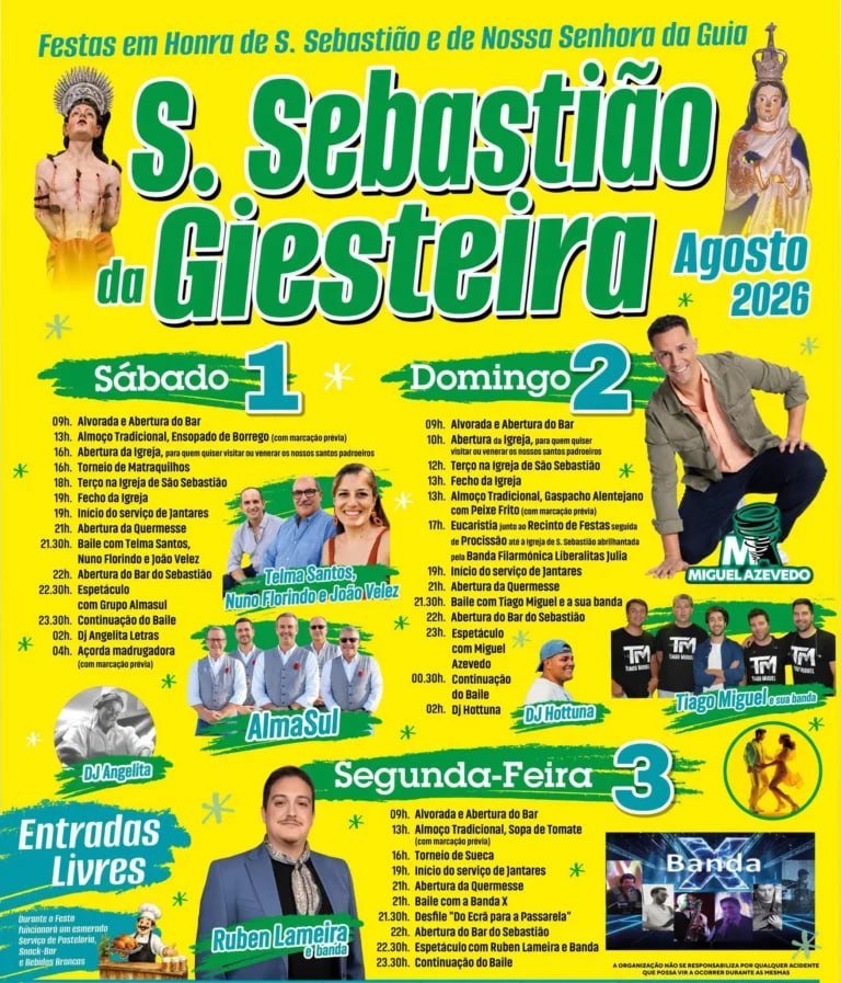 Cartaz Festa em honra de S. Sebastião e de Nossa Senhora da Guia 2026 - Giesteira