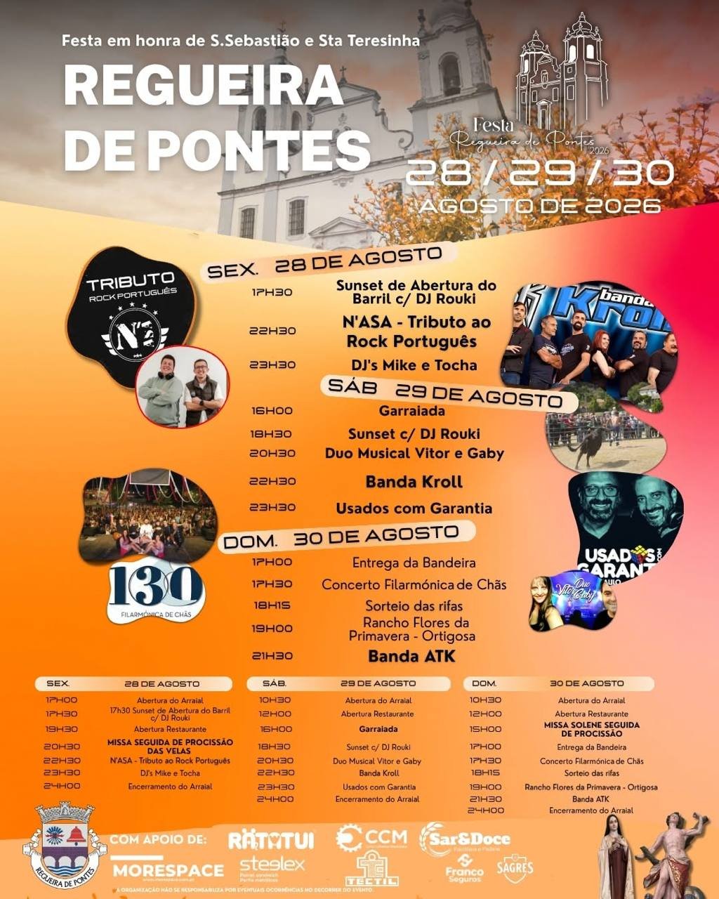 Cartaz Festa em honra de S.Sebastião e Sta Teresinha 2026 - Regueira de Pontes