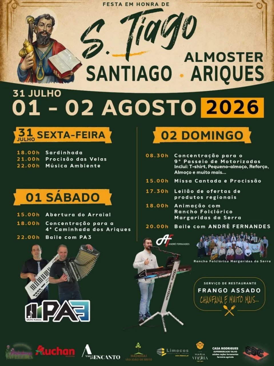 Cartaz Festa em honra de S. Tiago 2026 - Almoster