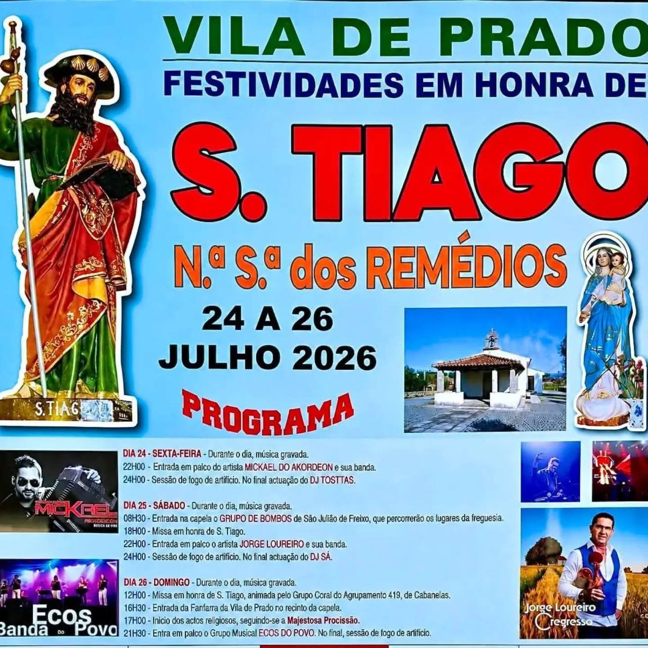 Cartaz Festa em honra de S. Tiago 2026 - Vila de Prado