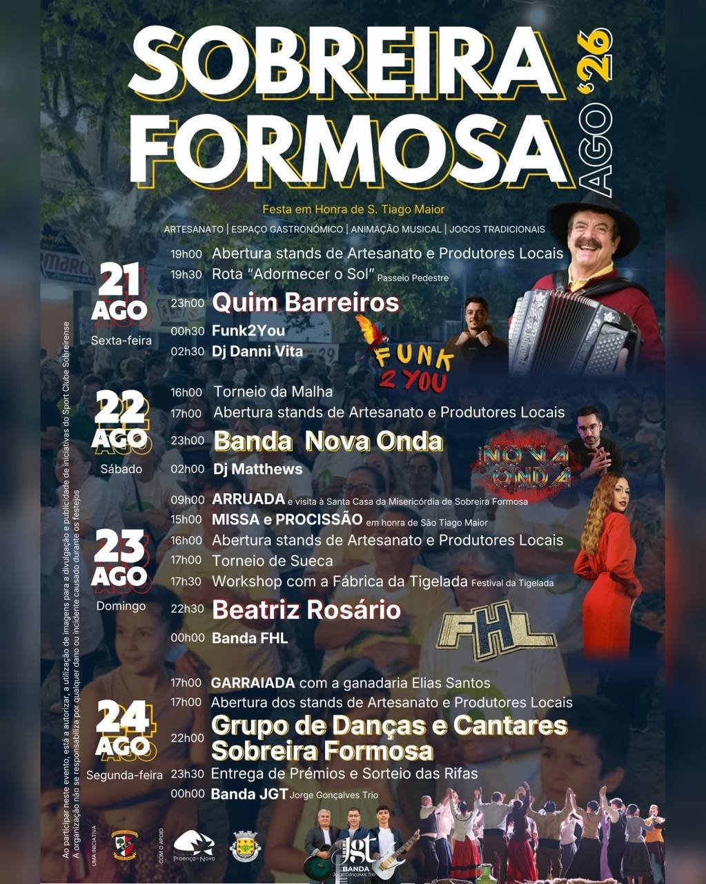 Cartaz Festa em honra de S. Tiago Maior 2026 - Sobreira Formosa