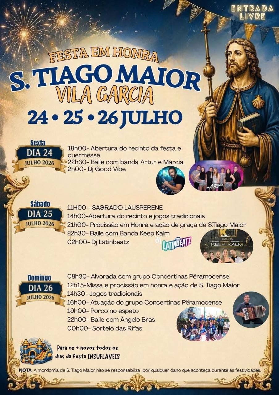 Cartaz Festa em honra de S. Tiago Maior 2026 - Vila Garcia