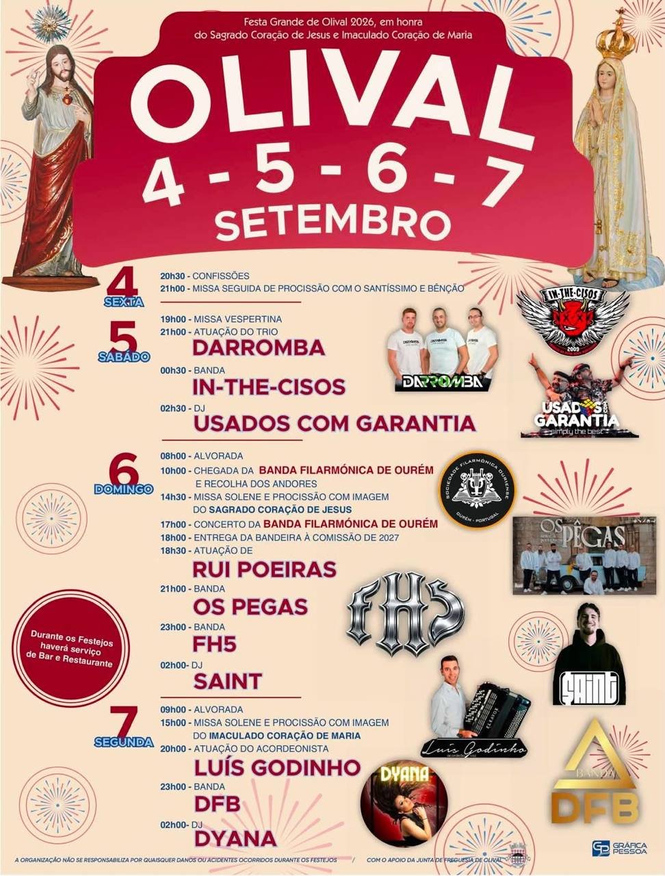 Cartaz Festa em honra de Sagrado Coração de Jesus e Imaculado Coração de Maria 2026 - Olival
