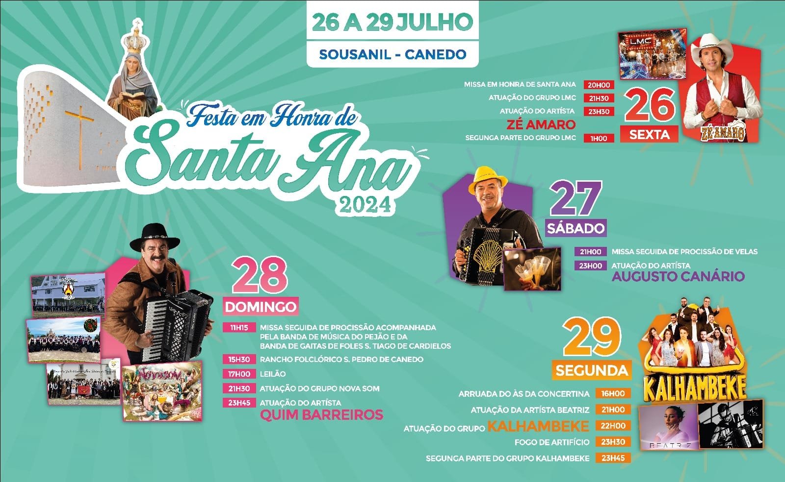 Cartaz Festa em Honra de Santa Ana 2024 - Sousanil