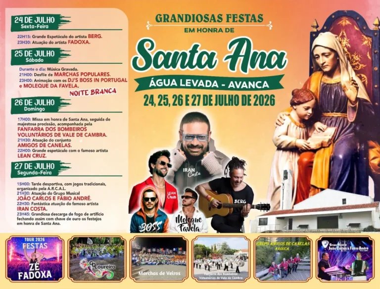 Cartaz Festa em honra de Santa Ana 2026 - Água Levada