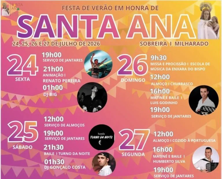 Cartaz Festa em honra de Santa Ana 2026 - Milharado