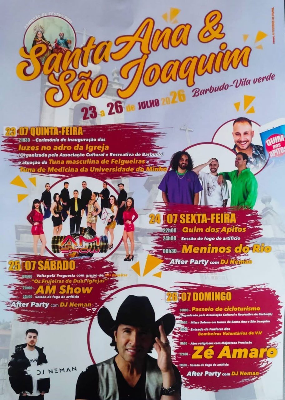 Cartaz Festa em honra de Santa Ana e São Joaquim 2026 - Barbudo