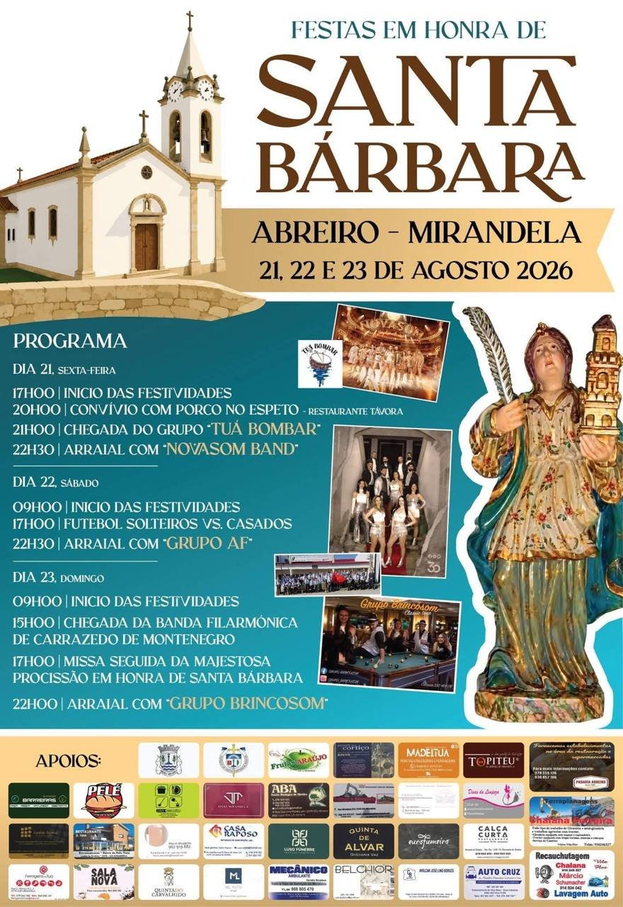 Cartaz Festa em honra de Santa Bárbara 2026 - Abreiro