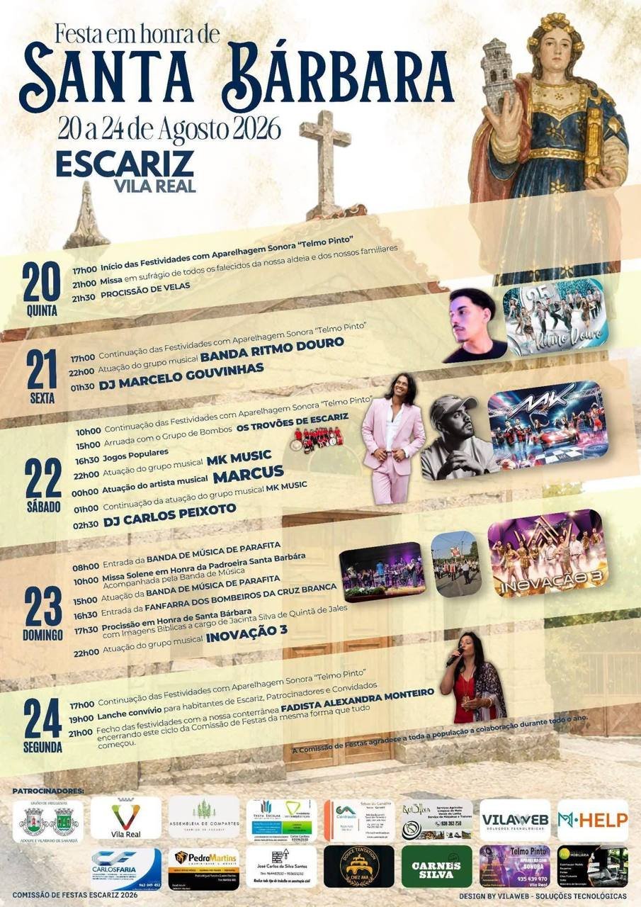 Cartaz Festa em honra de Santa Bárbara 2026 - Escariz