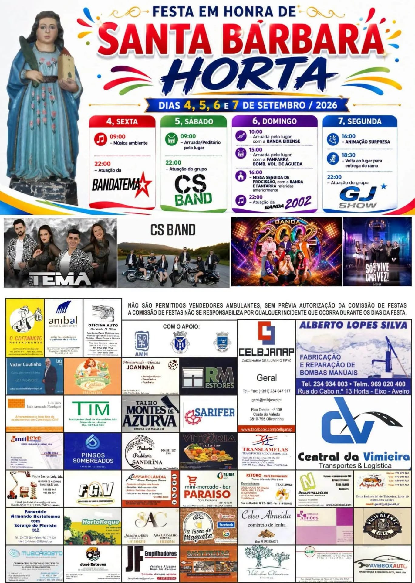 Cartaz Festa em honra de Santa Bárbara 2026 - Horta