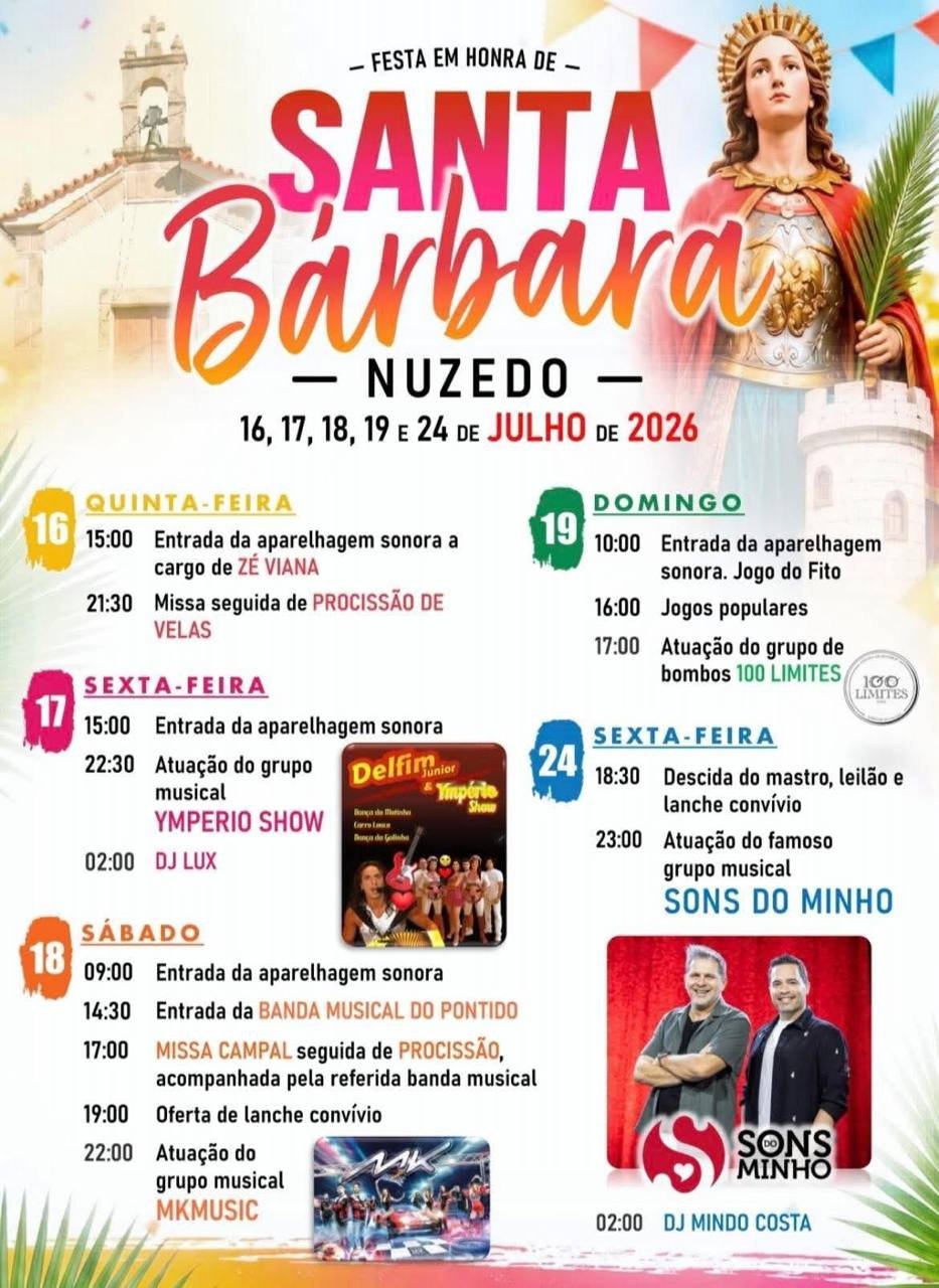 Cartaz Festa em honra de Santa Bárbara 2026 - Nuzedo
