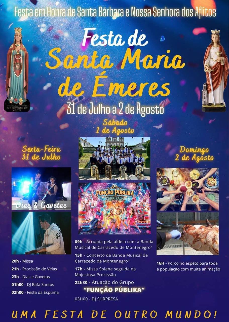 Cartaz Festa em honra de Santa Bárbara 2026 - Santa Maria de Émeres