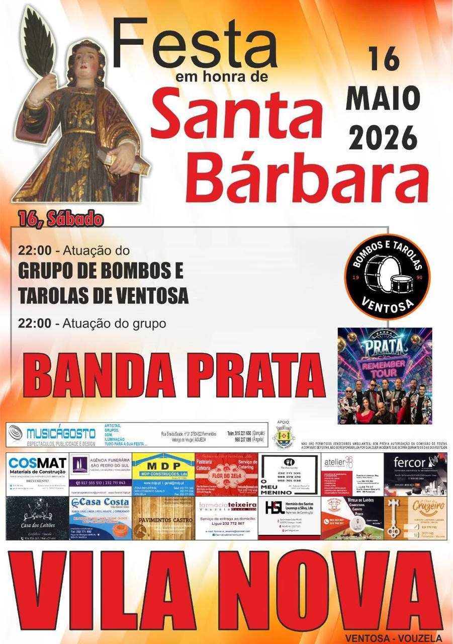 Cartaz Festa em honra de Santa Bárbara 2026 - Ventosa