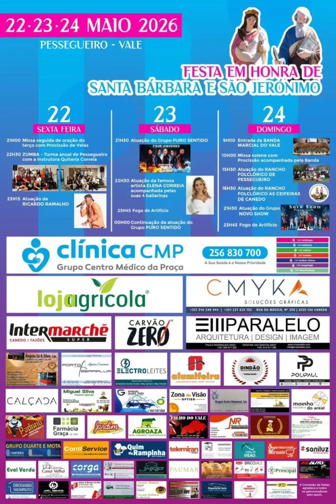 Cartaz Festa em honra de Santa Bárbara e São Jerónimo 2026 - Pessegueiro