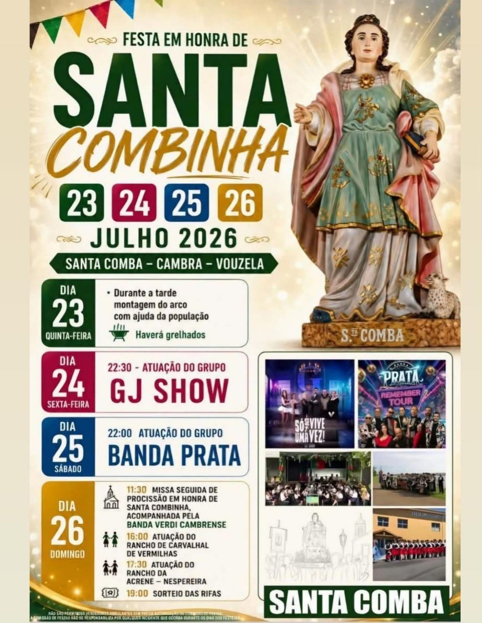 Cartaz Festa em honra de Santa Comba 2026 - Santa Comba