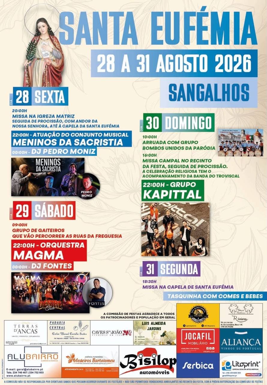 Cartaz Festa em honra de Santa Eufémia 2026 - Sangalhos