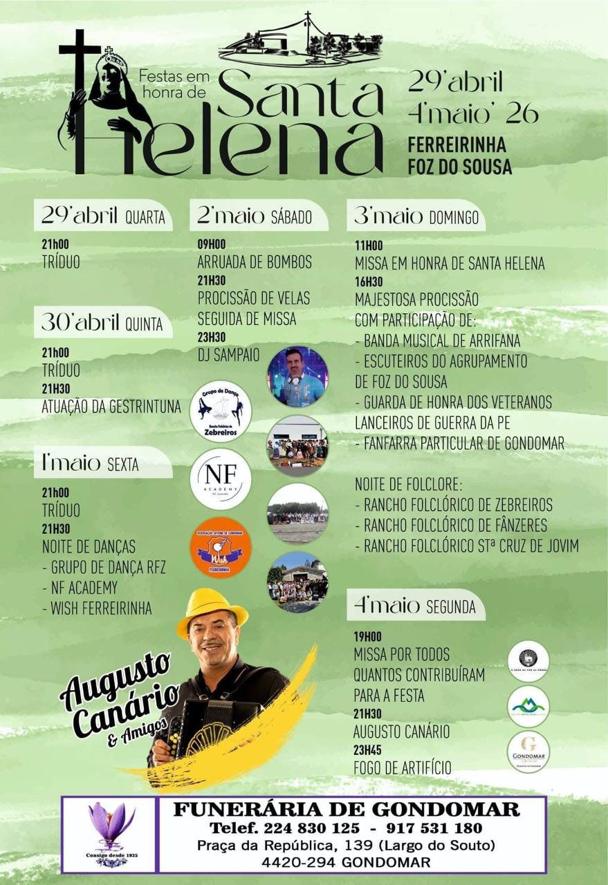 Cartaz Festa em honra de Santa Helena 2026 - Ferreirinha