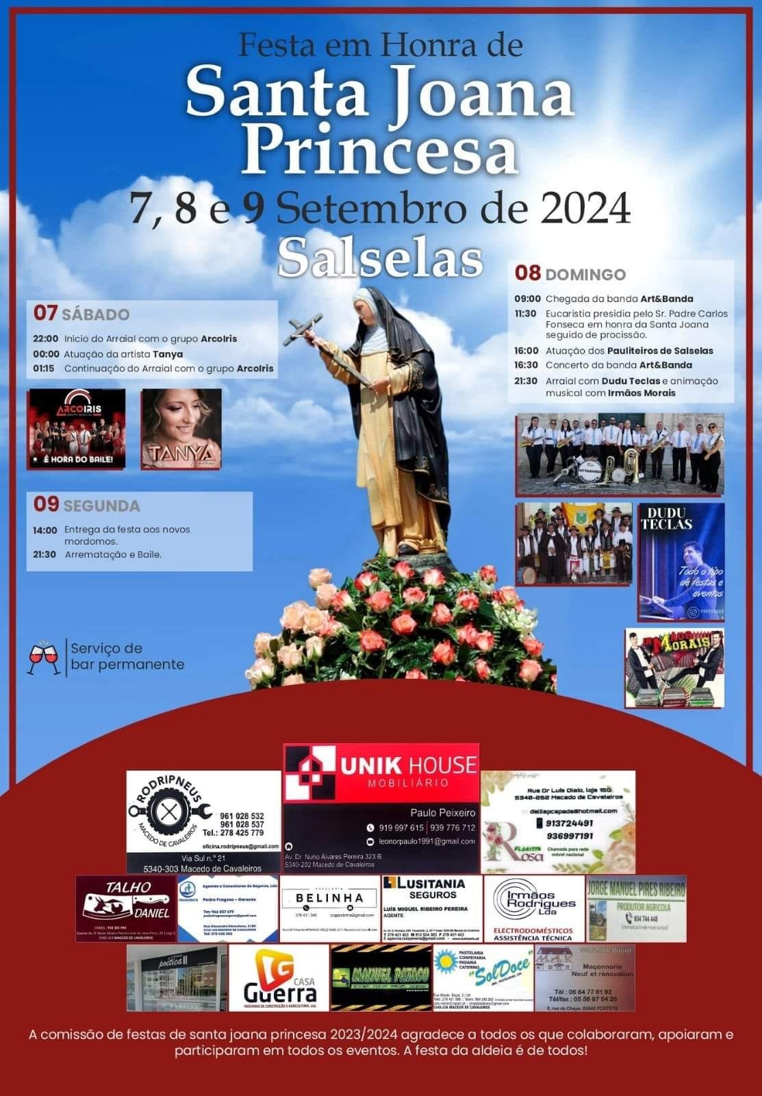 Cartaz Festa em Honra de Santa Joana Princesa 2024 - Salselas