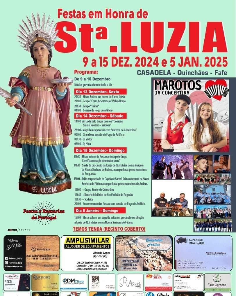 Cartaz Festa em Honra de Santa Luzia 2024 - Fafe