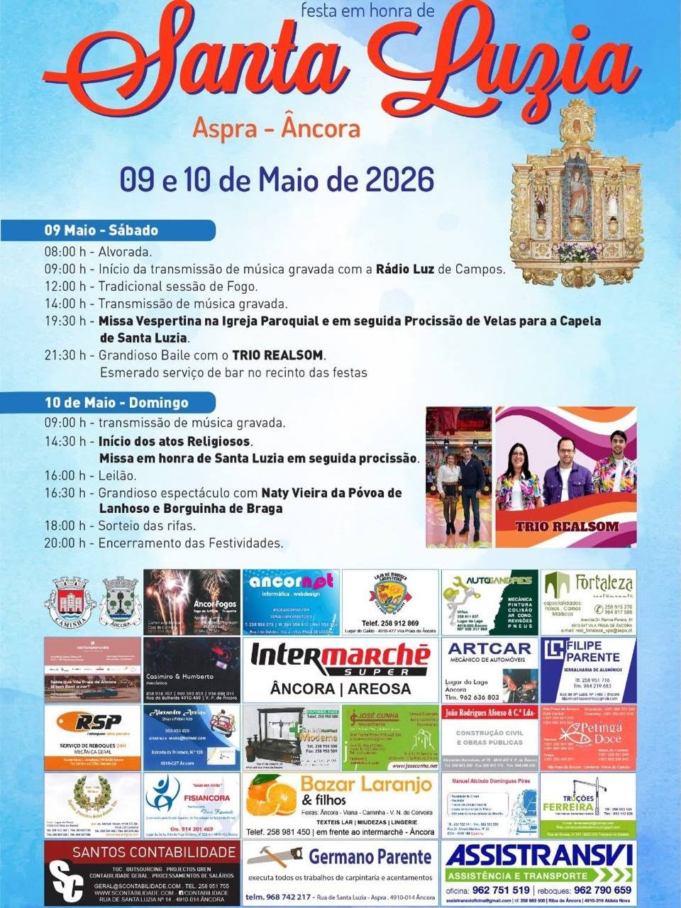 Cartaz Festa em honra de Santa Luzia 2026 - Âncora