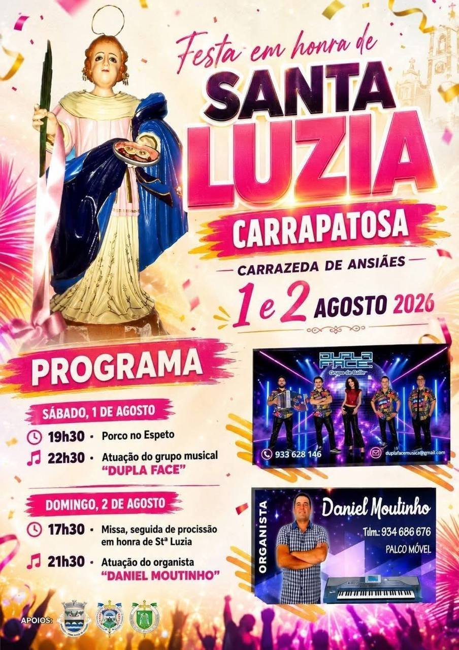 Cartaz Festa em honra de Santa Luzia 2026 - Carrapatosa