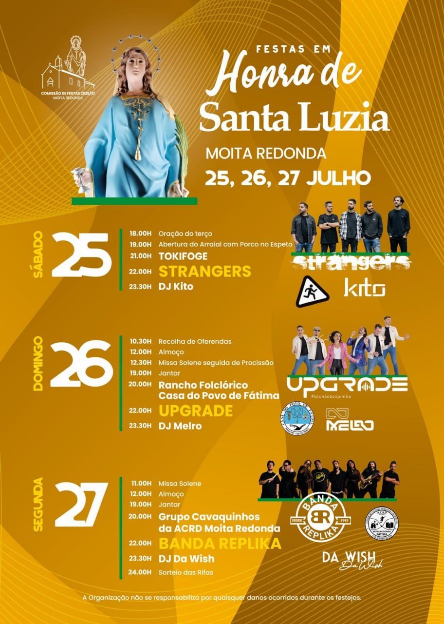 Cartaz Festa em honra de Santa Luzia 2026 - Moita Redonda