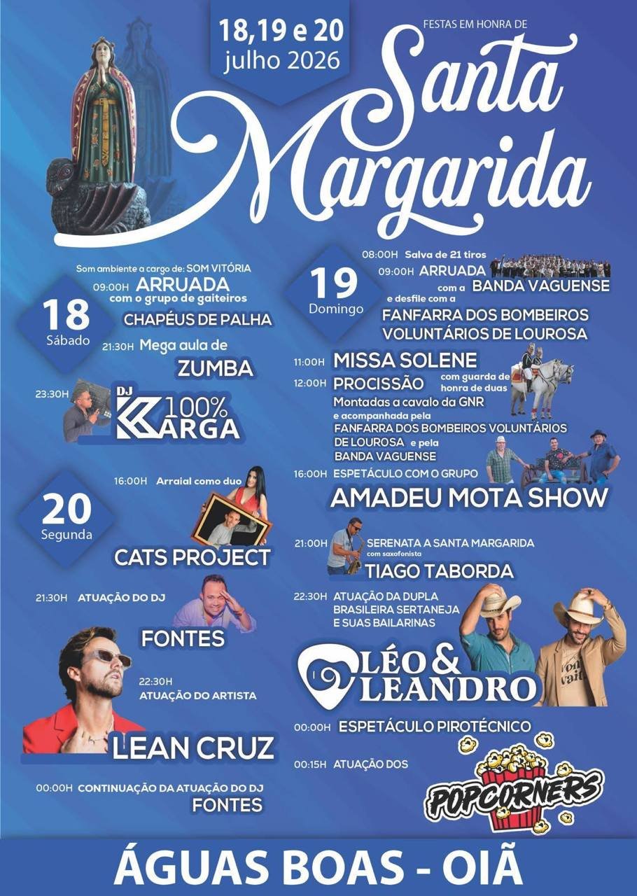 Cartaz Festa em honra de Santa Margarida 2026 - Águas Boas