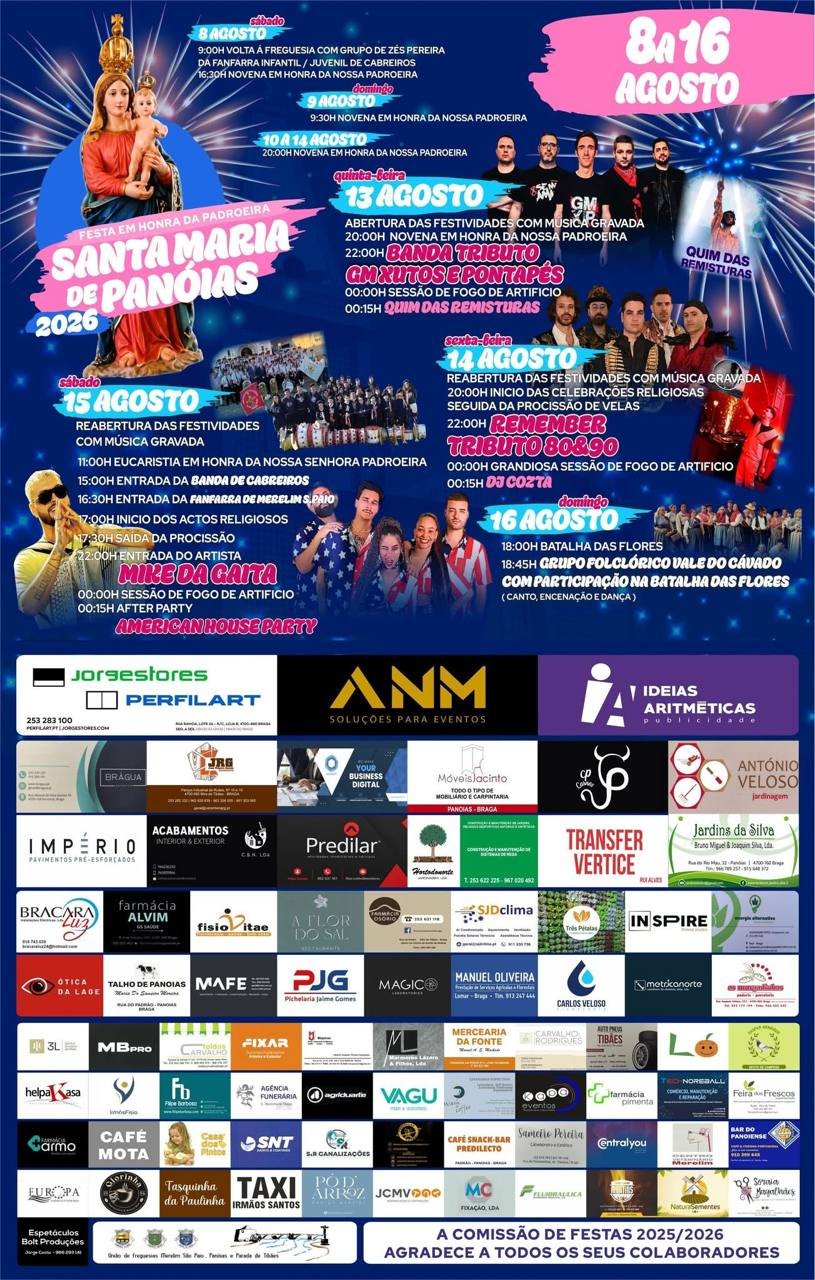 Cartaz Festa em honra de Santa Maria 2026 - Panoias