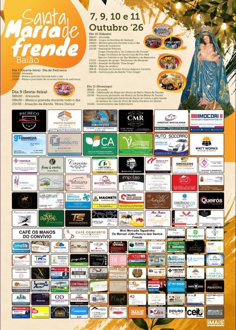 Cartaz Festa em honra de Santa Maria de Frende 2026 - Baião
