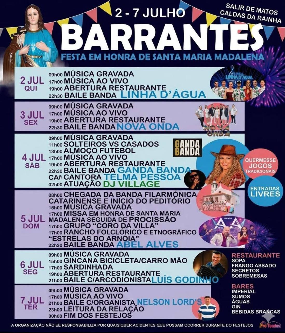 Cartaz Festa em honra de Santa Maria Madalena 2026 - Barrantes